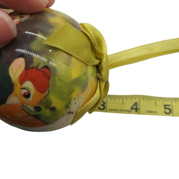 Disney Bambi Christmas Ball Ornament Yellow Green Ribbon Paper Mache - Picture 9 of 11